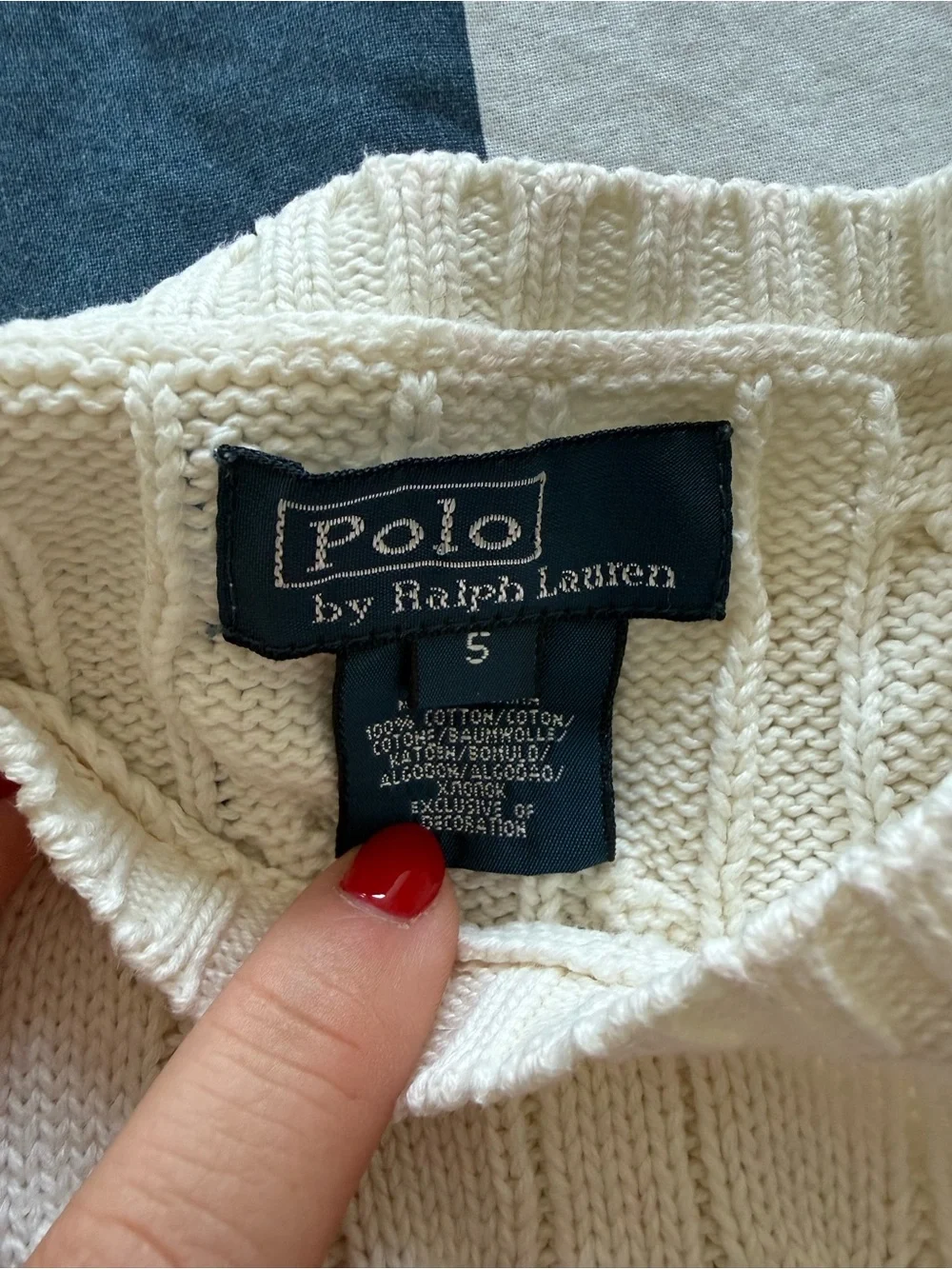 Ralph Lauren Cream Cable Knit Sweater with Embroidered Pony